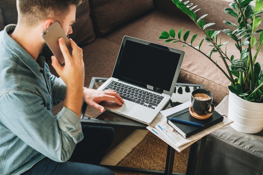 A person working on their laptop